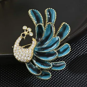 Blue Peacock Design Hijab Brooch / Pin